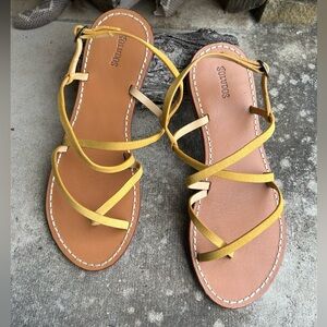 Soludos Zoe Anthropologie flat leather Strappy Sandals Sz-8. O
